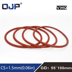 Red Silicon Ring Silicone O ring 1.5mm Thickness OD55/60/65/70/75/80/85/90/95/100mm Seal Rubber O-Ring elasticity Washer Rings