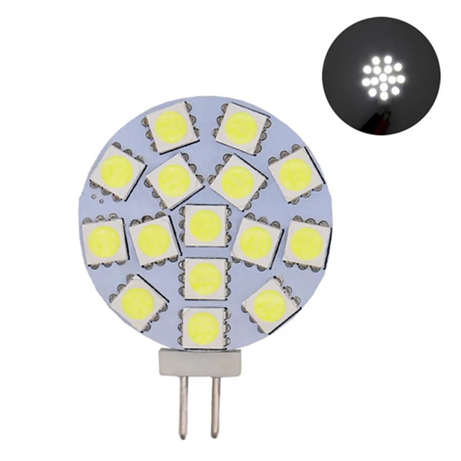 

50Pcs Bi-pin G4 Side Plug 15 LEDs SMD 5050 LED Bulb Warm White 12V AC/DC For #875#877 RV Interior/Ceiling / Porch Lights Replac