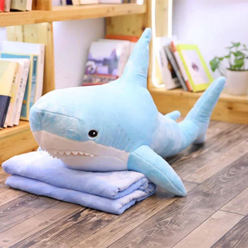 60-140cm Big Giant Polupar Shark Skin Soft Plush Shark Semi-Finished Coat Fish Pillow Toys Dolll Gift for Kids Baby