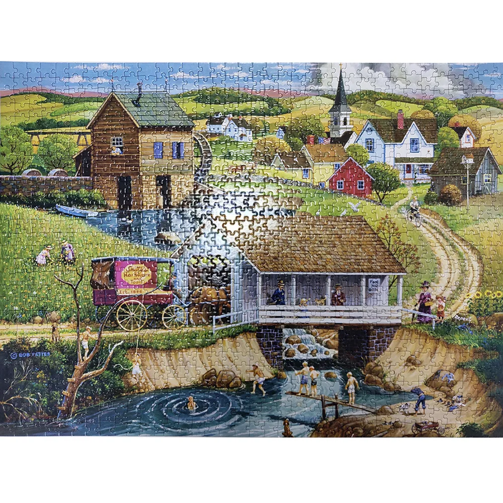 Countryside village river The Paper puzzle 1000 pieces ersion jigsaw puzzle adult children's educational toys