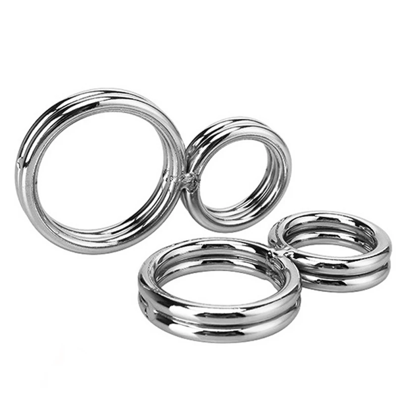 Eight-character double ring penis bondage metal cock Ring Penis lock male Stainless steel Delay ejaculation BDSM Sex Toy for man