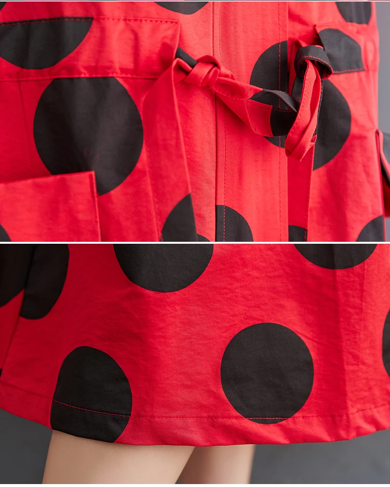 2026 Autumn Winter Oversized Polka Dot Long Trench Coat For Women Clothes Stand Collar Drawstring Fashion Casual Loose Outerwear