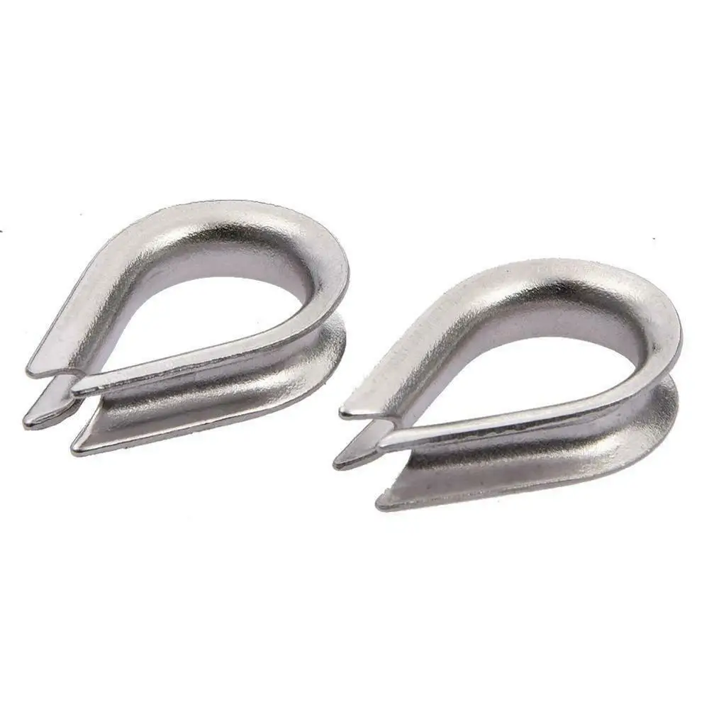 2Pcs 304 Stainless Steel M6 Ring Silver Cable Wire Rope Clamp Cable Thimble for 6mm Wire Rigging Fixing Hardware