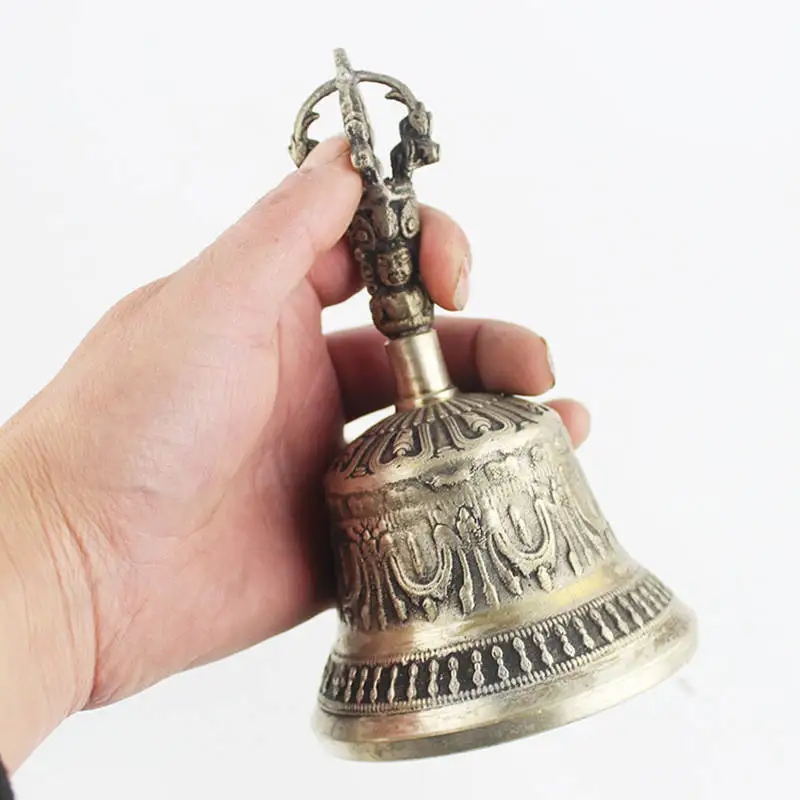 TBC913 Tibetan Buddhist Handicraft Singing Bell with Dorje Vajra Yoga Meditation Music Instrument 5\'\' 6\'\'