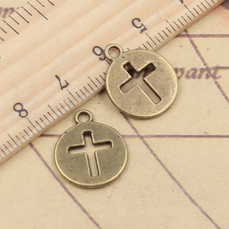 20pcs Charms Cross Cut Out 18x15mm Tibetan Bronze Silver Color Pendants Antique Jewelry Making DIY Handmade Craft