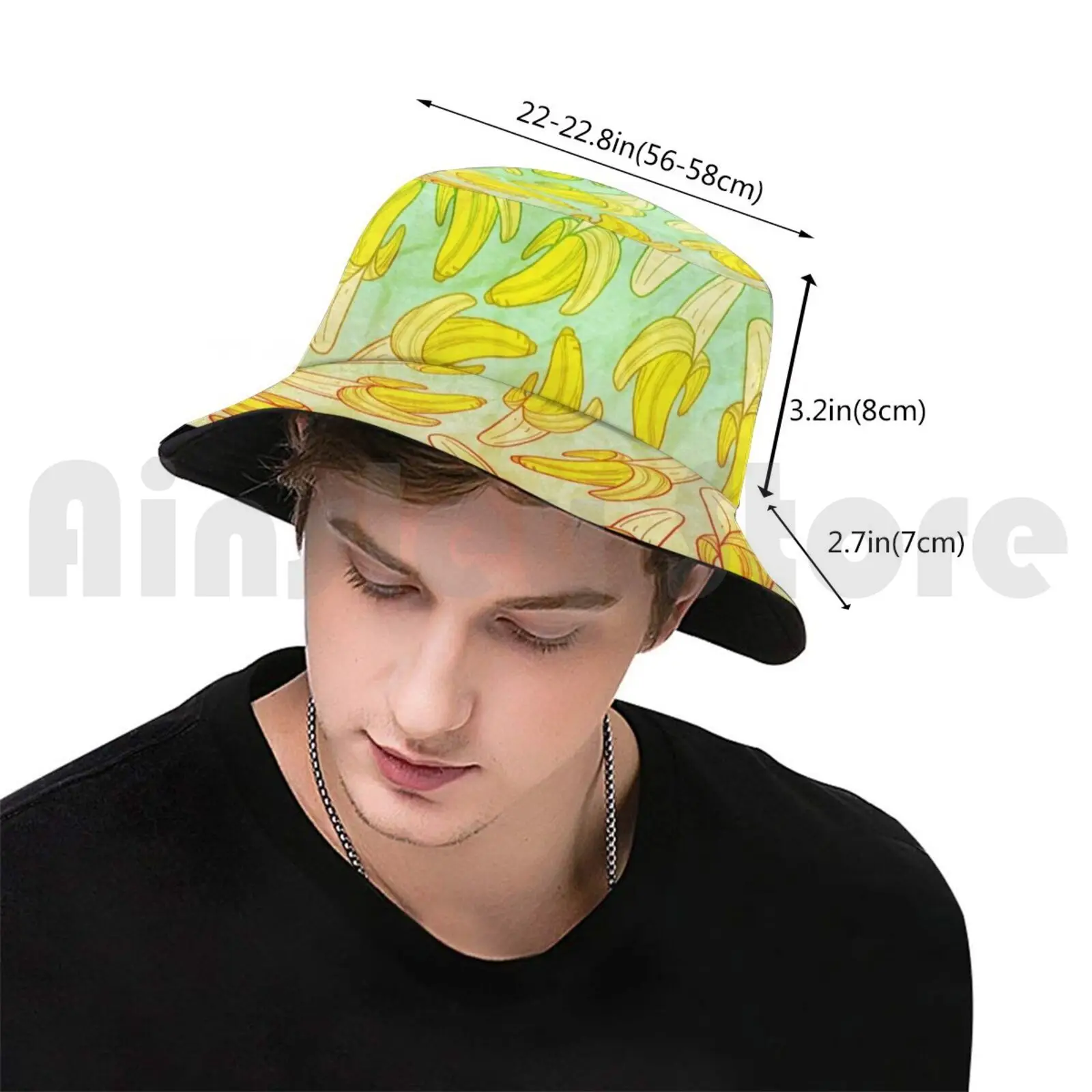 Banana - Rainbow Sun Hat Foldable UV Protection Breakfast Bright Cooking Cool Cute Delicious Eat Edible Food Fruit Garden