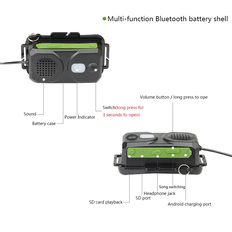 Smart Led Headlamp Bluetooth Speaker XM-L T6 Headlight 8000 Lumen Zoom USB Reachargeable 18650 Battery Head Flashlight Lamp