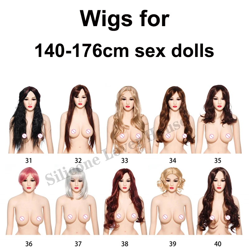 Beautiful Hair and Wigs for Real Silicone Sex Dolls with various height body use various type Wig