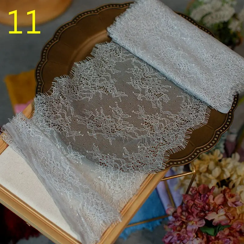 3Meter 20cm Wide Eyelash Lace Trim Fabric Flower DIY Crafts Wedding Dress Clothing Lngeire lace material Handmade