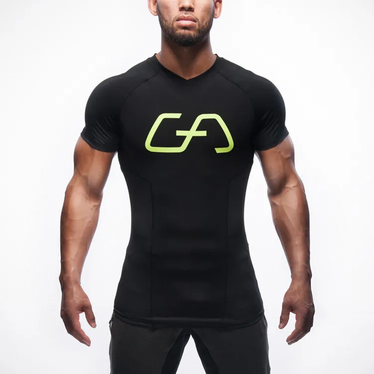 Summer fitness sports short-sleeved casual clothing stretch tight training T-shirt compression clothing quick-drying wicking