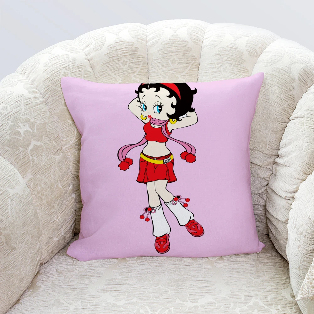 Cute cartoon girl cute ins pillow cover living room sofa cushion square pillow cover 45x45 pink throw pillow home decore