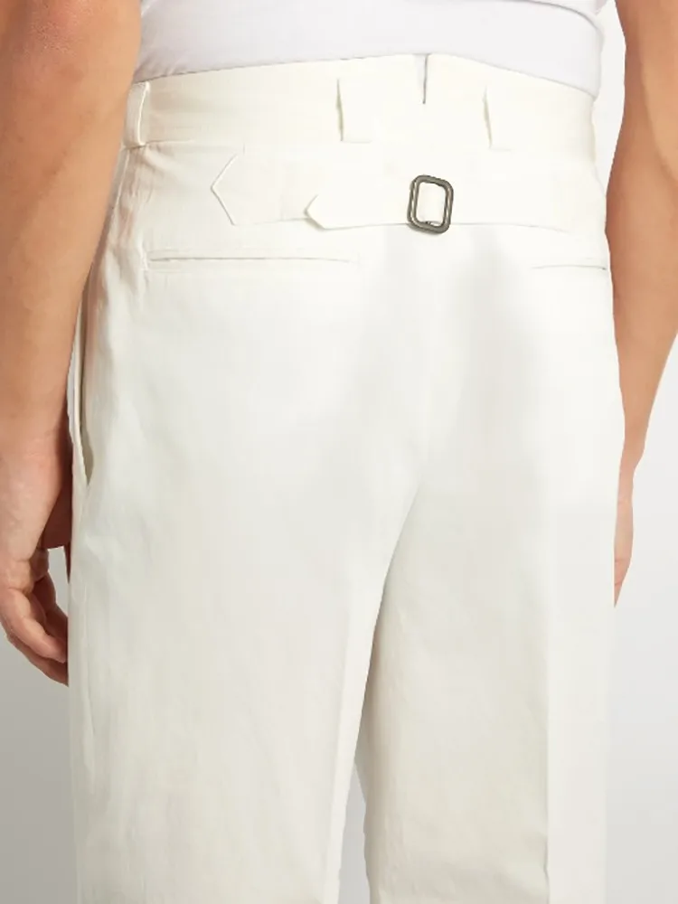 Pantalones informales para hombre, pantalones informales blancos con cinturón de personalidad que pueden aflojar el espectáculo de moda, nuevos