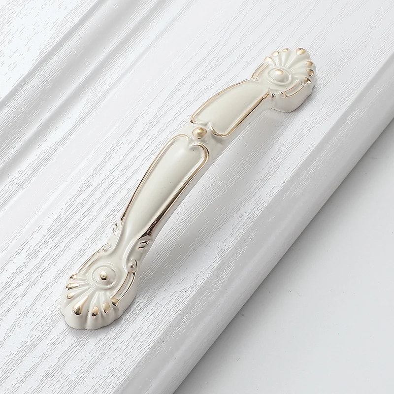 YUTOKO Lvory Weiß Tür Griffe Und Knöpfe Für Schrank Küche Schrank Zink Legierung Möbel Griff Kommode Schublade Schrank Griff – Detail 21