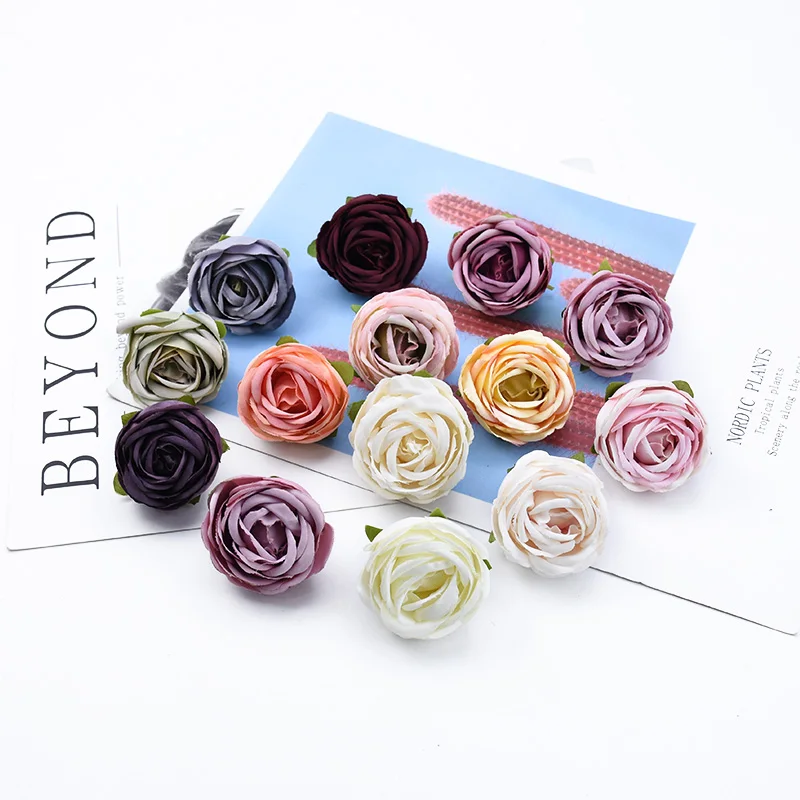 10 Pieces Fake Rose Head Home Decoration Accessories Candy Box Brooch Diy Wedding Bridal Accessories Clearance Birthday Garland