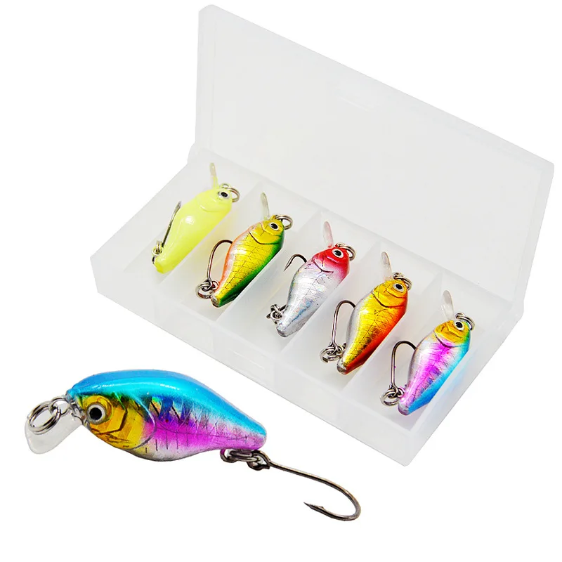 Fishing Lure Mini Crank Bait 2g 3.4cm Micro Minnow Artificial Lures Single Hook Lot 5 Pieces Sale