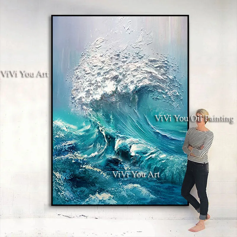 

Hand Painted Modern Abstract Impasto Seawave Seascape Canvas Oil Painting Wall Art Picture Living Room Home Decor Drop Shipping