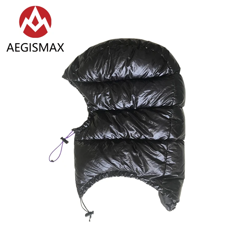 AEGISMAX Black Adult Outdoor Camping Tent Ultralight Mountaineering Keep Warm Down Hat 800FP White Goose Down