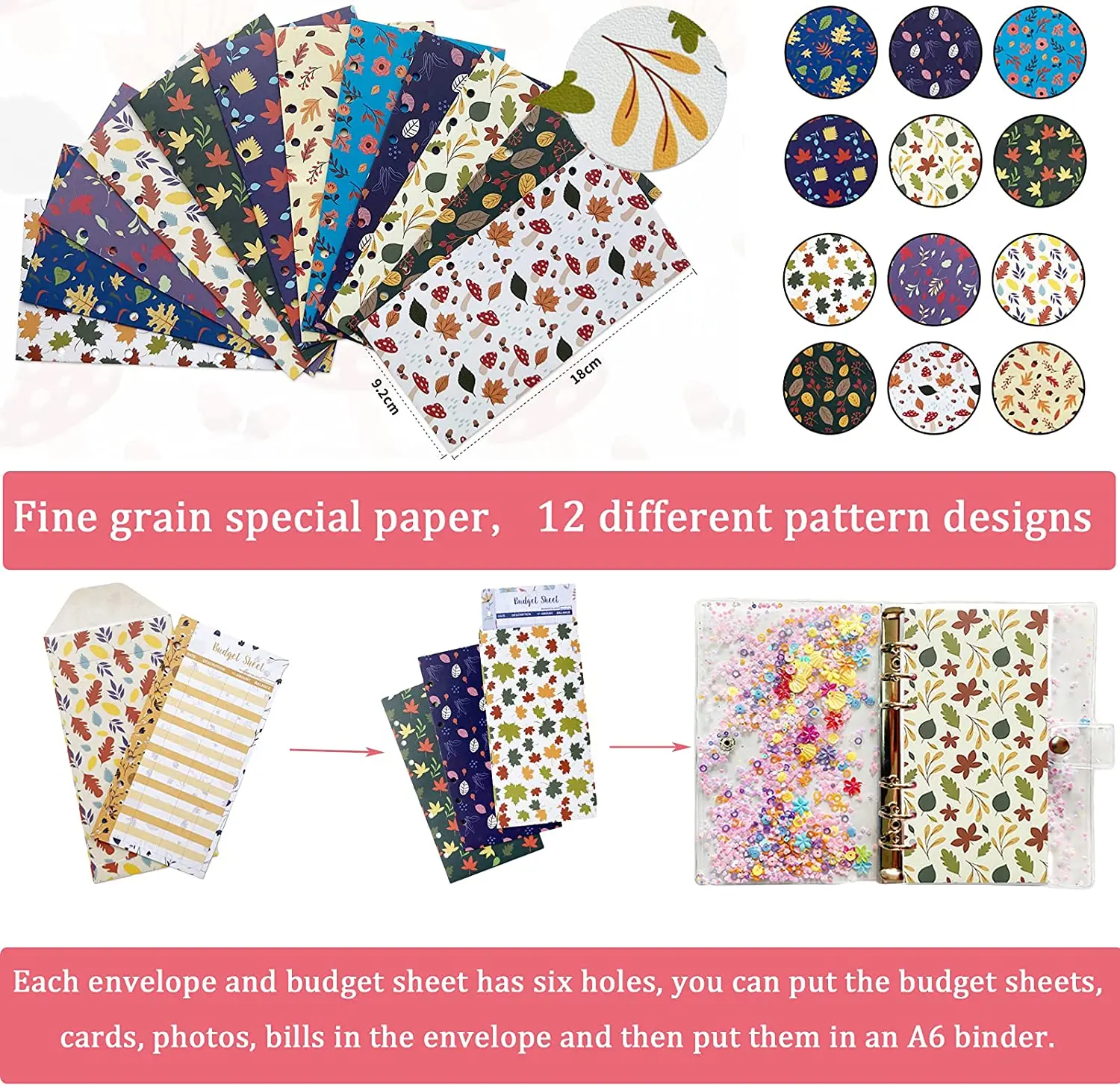 28 Pcs A6 PVC Waterproof Budget Binder Creative Notebook Cover  with 12 Budget Sheets,12 Cash Envelopes,2 Labels Sticker,A Ruler