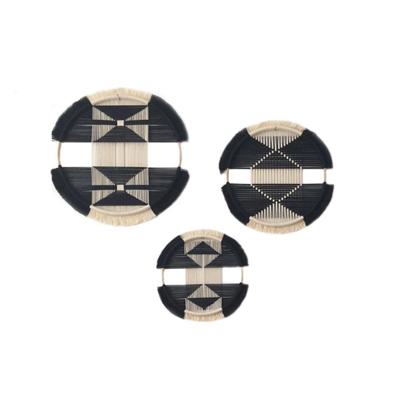 Creative Gold Hoop Round Cotton Wall Decoration Macrame Wall Hanging Tapestry Hand Woven Nordic Simple Style Room House Decor