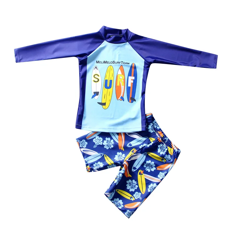 Boys' long sleeve swimsuit split middle school kids' sunscreen quick drying children's swimsuit primary school boys' swimsuit