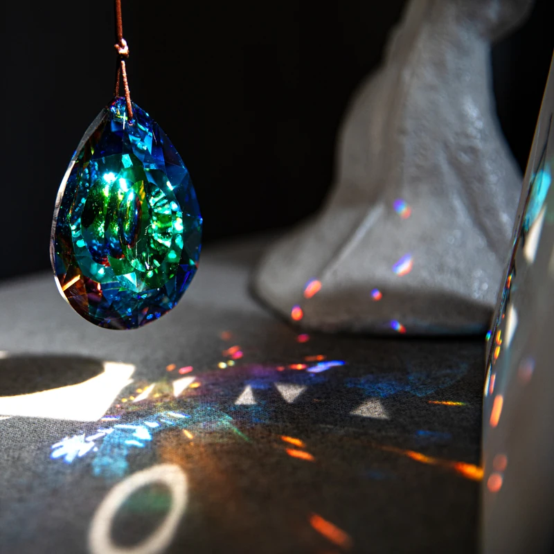 H&D AB-Color Crystal Glass Prism Pendant Hanging Crystal Suncatcher Rainbow Maker WindowOrnament Chandelier Parts DIY Craft 76mm