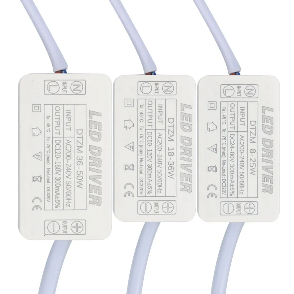 LED Driver Constant Current 300mA Light Transformer 8w-25w 18w-36w 36w-50w AC200-240V For Panel Light Ceiling Fluorescent Light