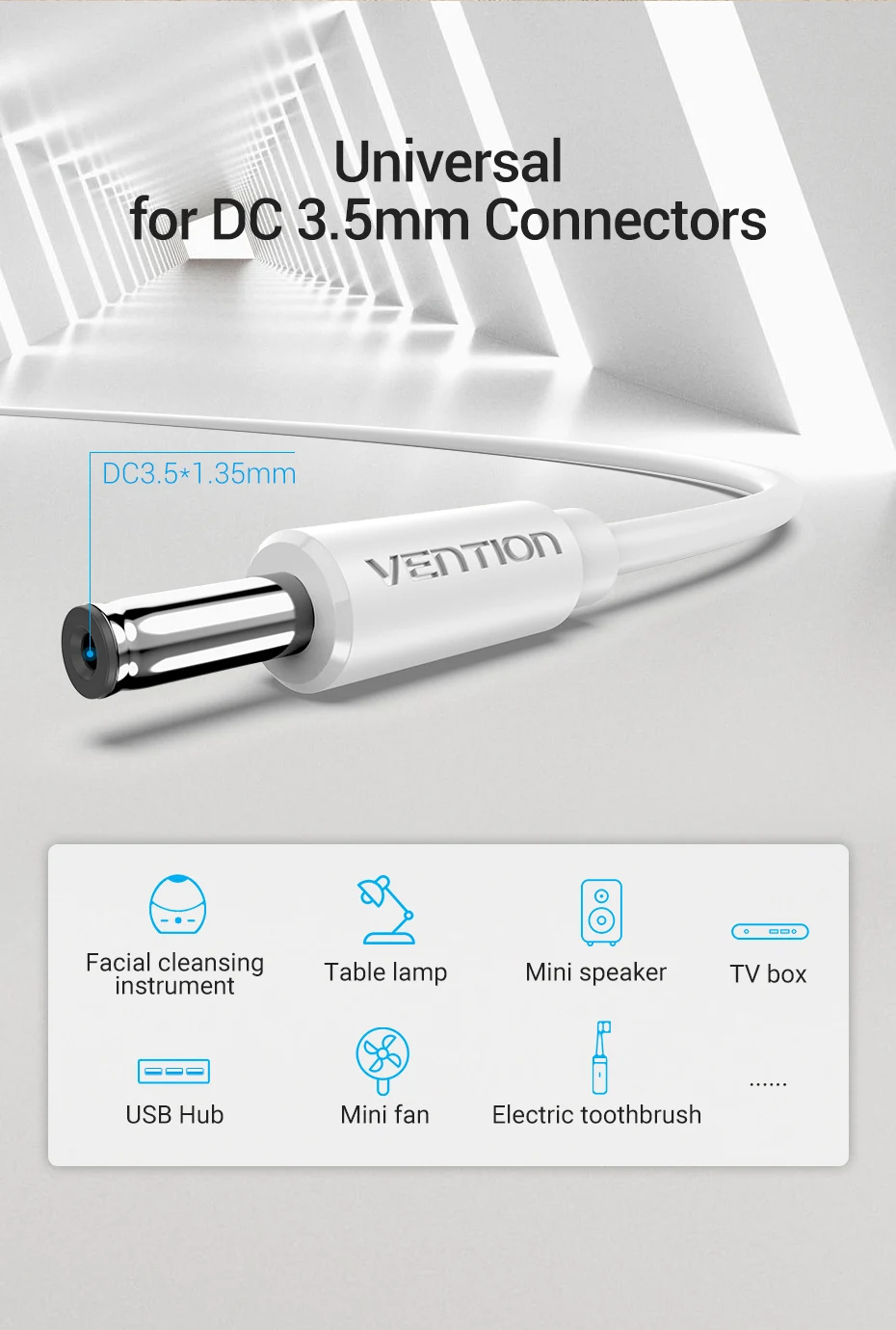 Vention USB auf DC 3,5 mm Stromkabel USB A auf 3,5 Klinkenstecker 5 V Netzteiladapter für Lüfter USB HUB DC 5,5 mm Ladekabel – Detail 2