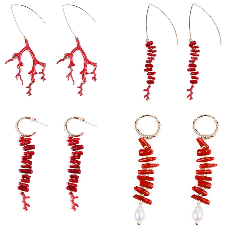 

Wealthyboo Coral Earrings Red Coral Charms With Pearl Valentines Day Gift for Girlfriend Dropshipping Wholesale is welcome