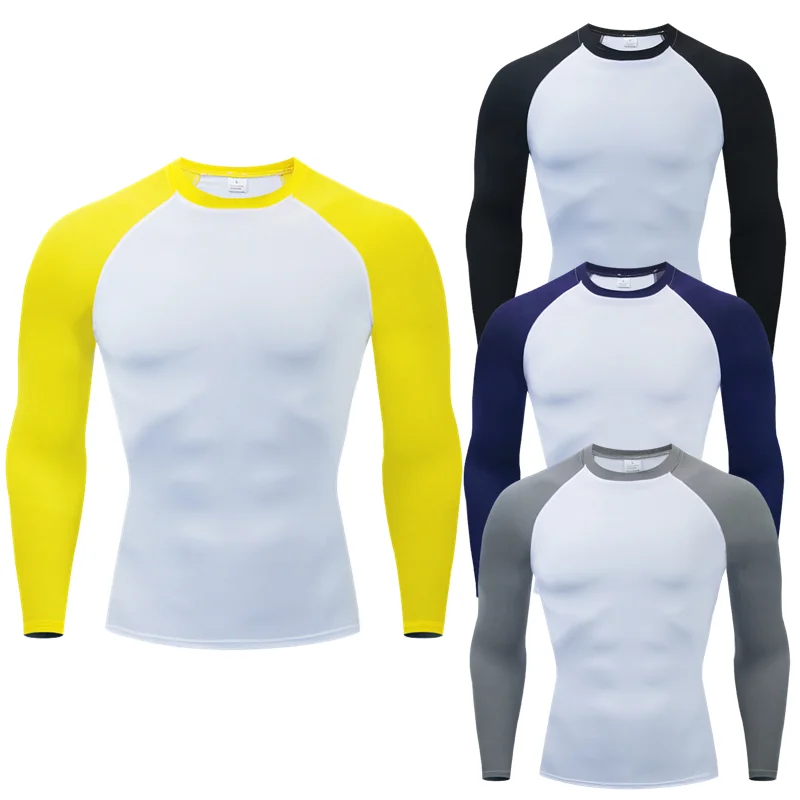 Men\'s Jogging T-shirt Compression Long Sleeve Running Sport T Shirt Fitness Tops Tee Quick Dry Tight Training Gym Shirts Jersey