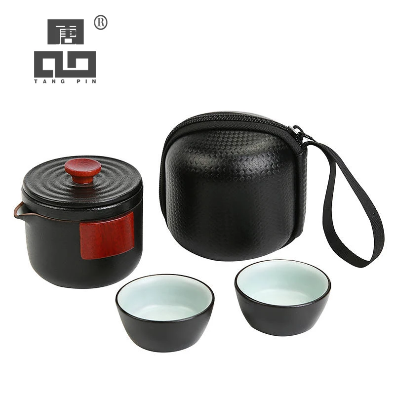 

TANGPIN ceramic teapot with 2 cups for puer chinese kung fu tea pot portable tea set drinkware