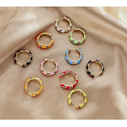 HECHENG 1pair Round Enamel hoop earring CZ crystal fashion women earrings smaller/bigger earring hoops Jewelry VE270