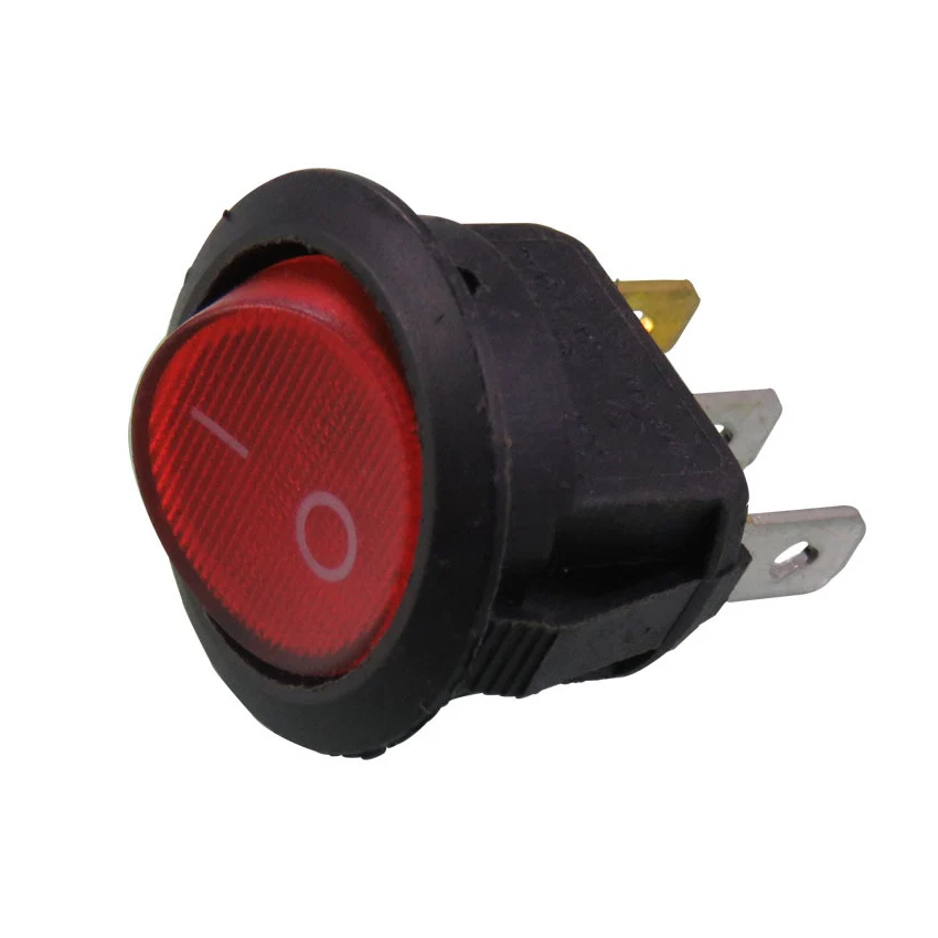 2pcs Red Circular Rocker Switch On Off Push Button Power Switch 3pins Illuminated Round Switch with light 10A 250V 20MM