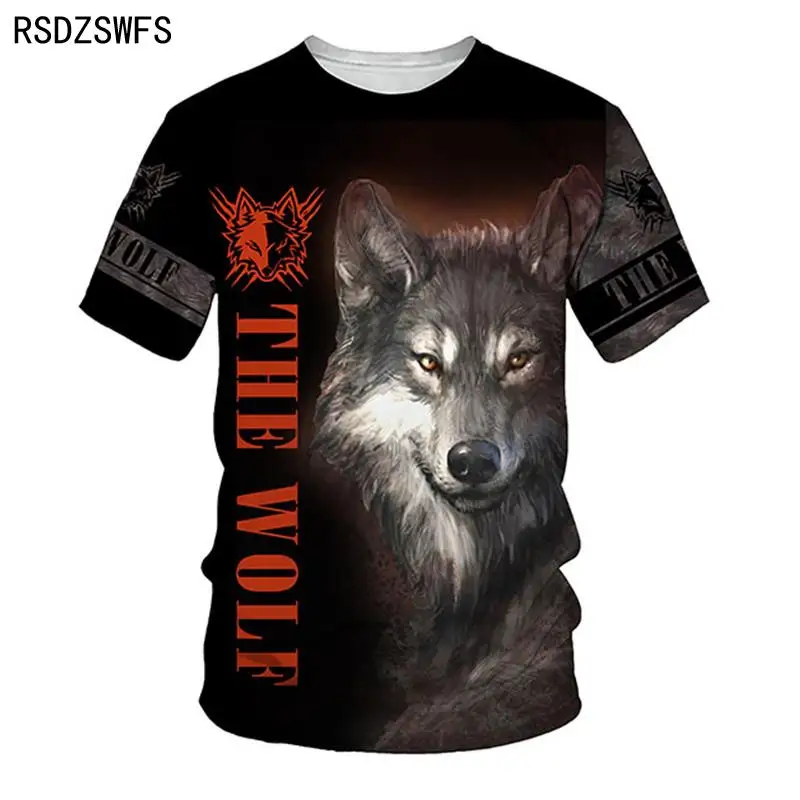 Summer Fashion T Shirt  Men Streetwear O Neck Short Sleeve Tees Tops Animal Male Clothes Casual Harajuku Wolf 3D Print T shirt