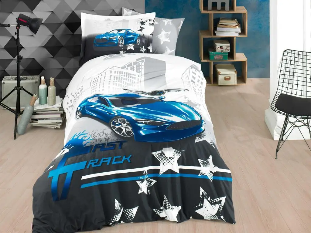 Fastrack Single Double Quilt Cover Kit Dark Blue