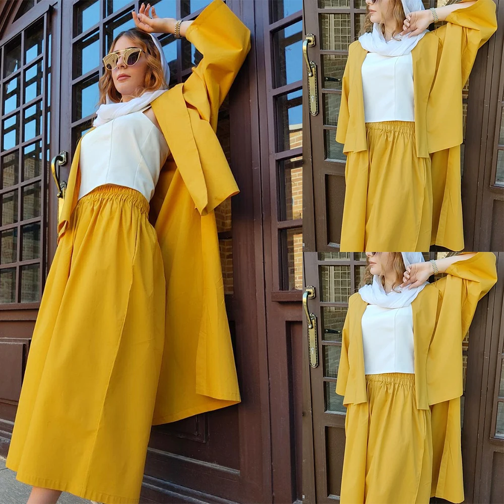 Leisure Yellow Women Holiday Tuxedos Loose Wide Leg Mother of the Bride Pants Suits Party Evening Guest Wedding Wear 2 Pieces