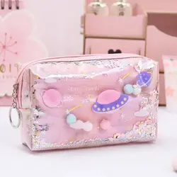 Planet laser cute pen case School pencil case big Stationery bag for girls Cosmetic bag student Storage bag kawaii pen bag gifts