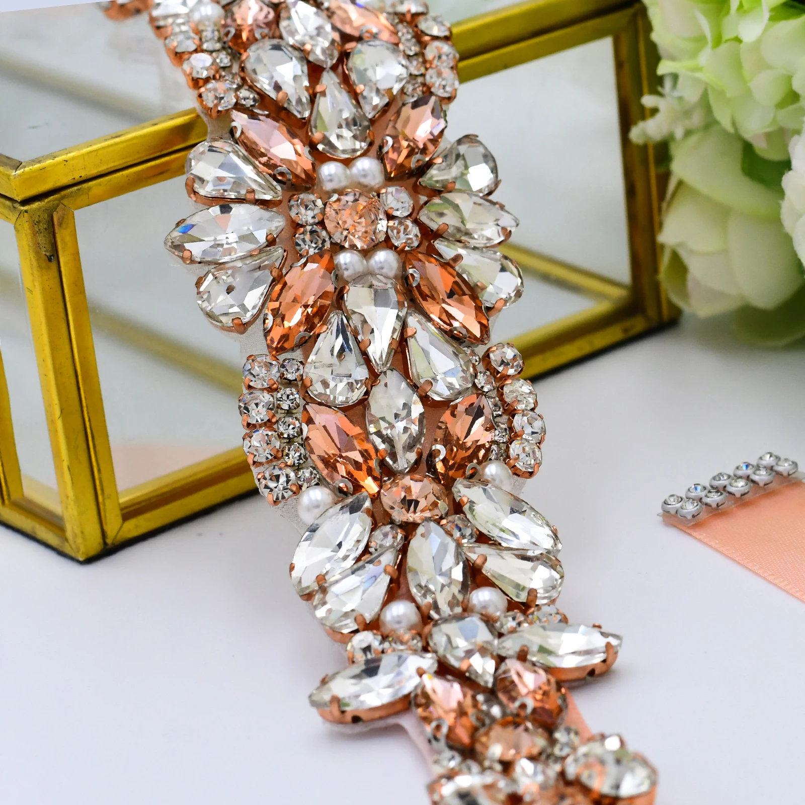 Rose Gold เข็มขัดเครื่องประดับ Rhinestone แต่งงานเข็มขัดเพชรแต่งงานชุดเข็มขัดผู้หญิงเข็มขัด Sparkle คริสตัลเข็มขัด