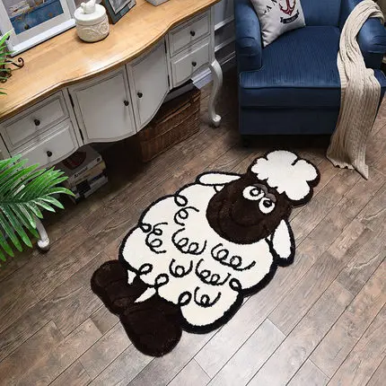 Nordic Cartoon Lamb Carpet for Children, Thick Tatami, Non-Slip Floor Mat, Lovely Room, Bedroom Decoration