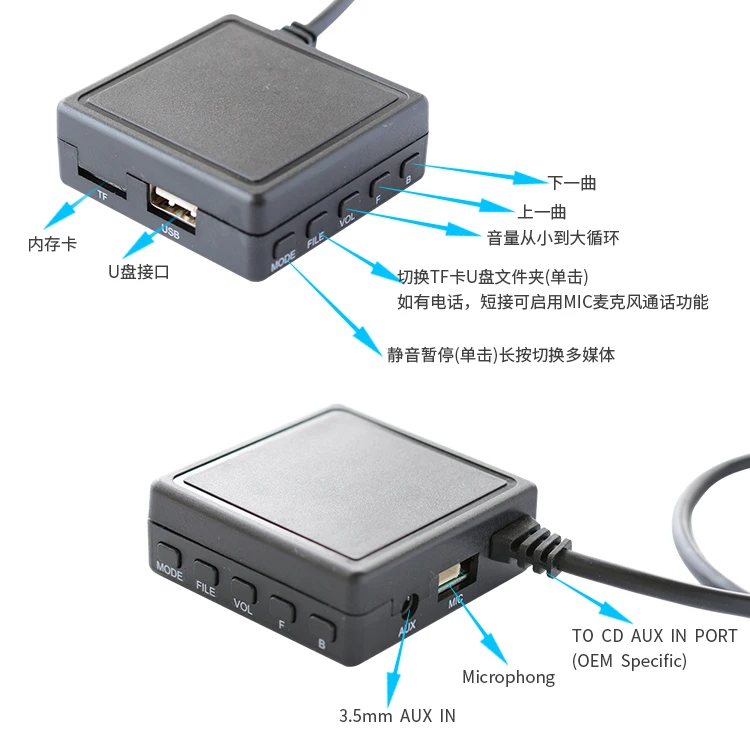 Hands-free Bluetooth AUX USB Audio Adapter For Peugeot 308 607 807 Citroen C3 C4 C8 Berlingo Jumpy Blaupunkt/VDO/Bosch RD4 RADIO