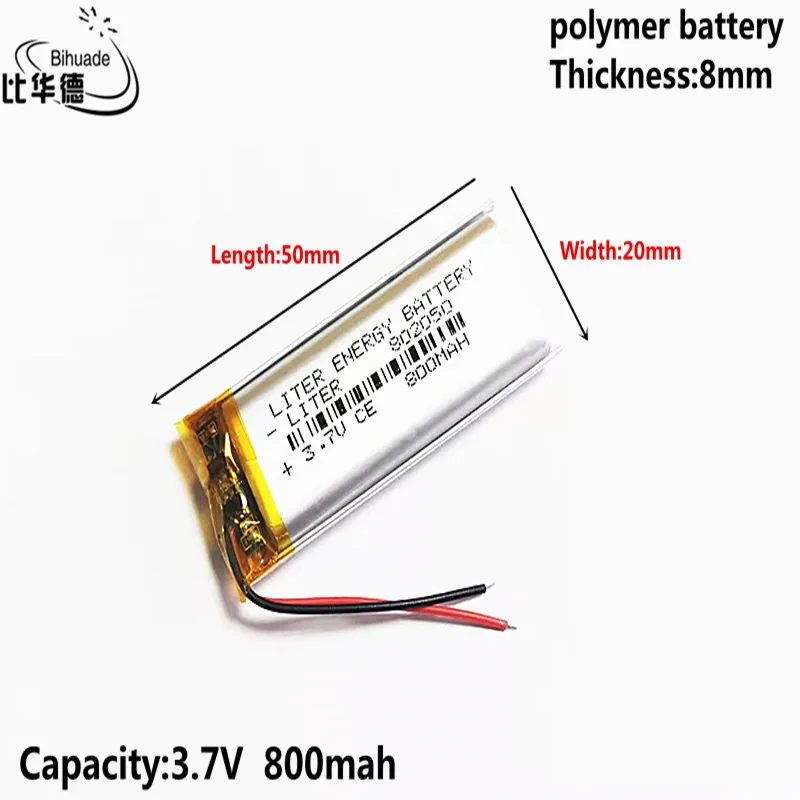 Akumulator litrowy 3,7 V 800 MAH 802050   Akumulator litowo-polimerowy LiPo do słuchawek Mp3 PAD DVD kamera bluetooth