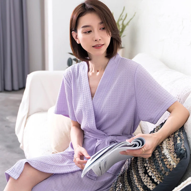 Robes Women Fashion Soft Lace-up Design Chic Vintage Solid Couples Bathwear Daily Simple Korean Mid-calf Womens Sleepwear Loose