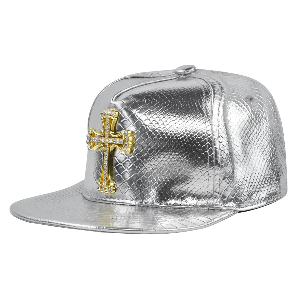 Hip-hop cap The cross Jesus metal label Fashion Break dancing Street dance Flat brim hat cap Hip Hop Fitted Cap Youth tide cap