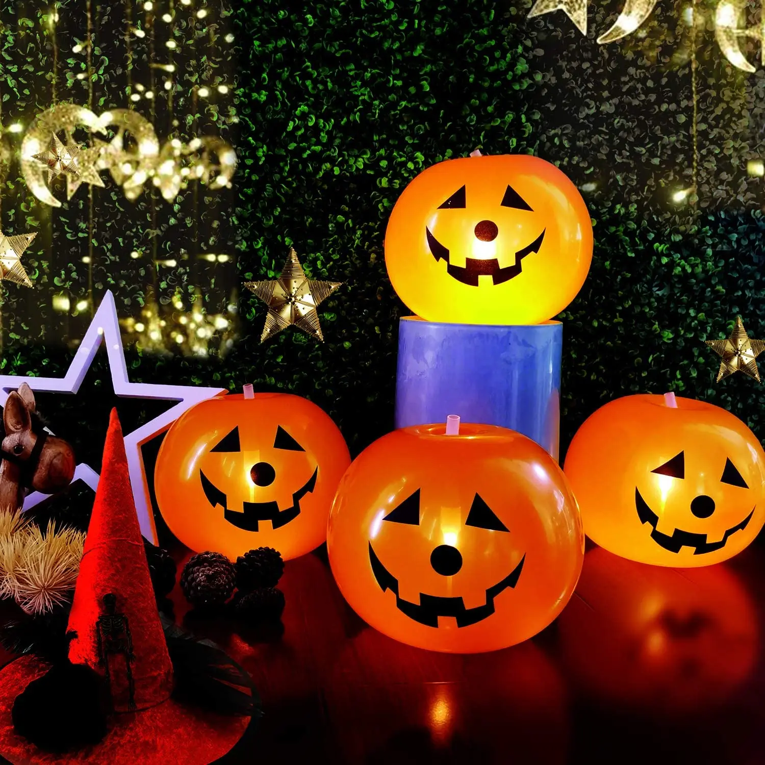 

20 packs Pumpkin LED Light Up Round Balloons Lights for Halloween Fun Party Decorations kids toys Outdoor Halloween scene layout