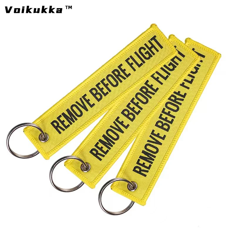 Voikukka Jewelry Colorful Aviation Gifts Remove Before Flight Memorial Key Embroidery Pendant Tags Keychain Rectangle Keyring