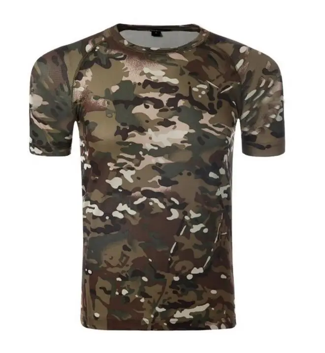 Male Outdoor Camouflage Shirt Quick Dry Breathable Tights Army Tactical T-shirt Mens Compression Fitness Summer Hiking T Shirts