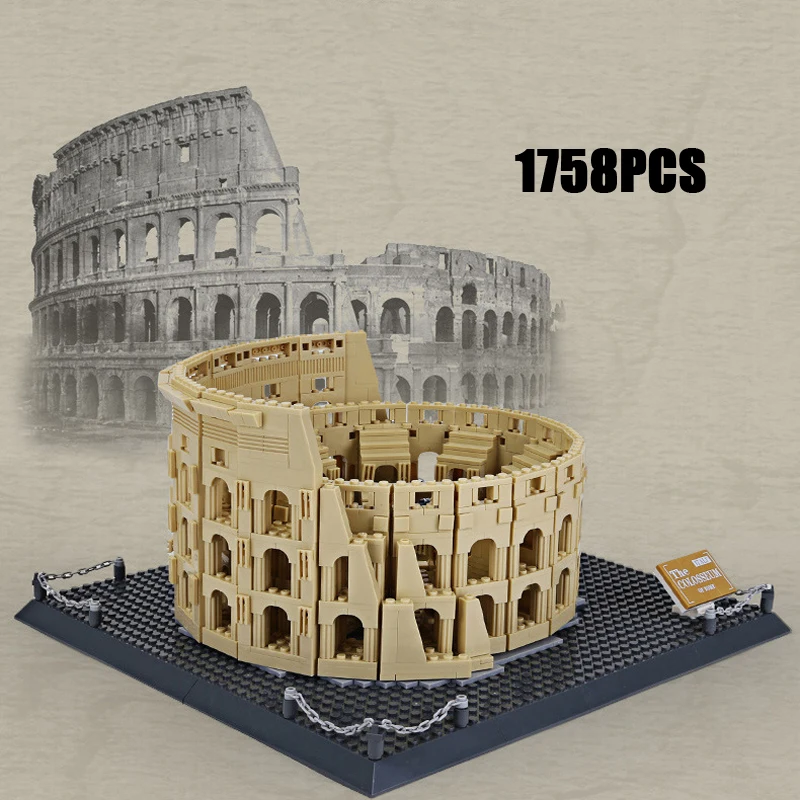 

World Famous Architecture Colosseum Rome Italy Moc Building Block Amphitheatrum Flavium Brick Model Educational Toys Collection