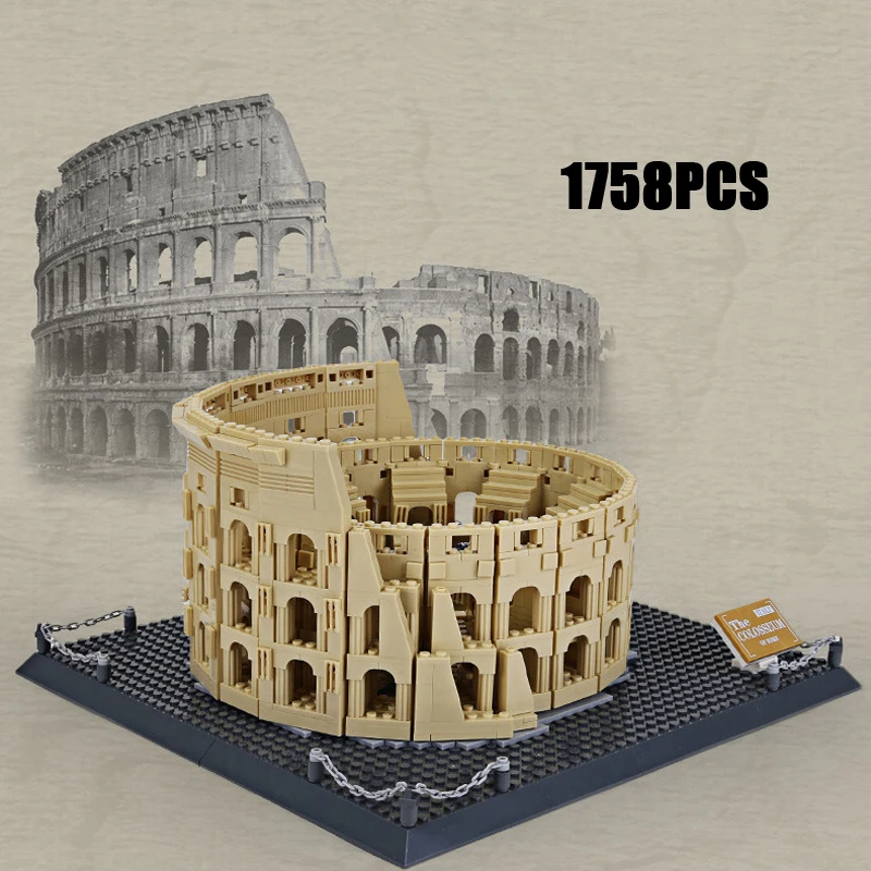 

World Famous Architecture Colosseum Rome Italy Building Block Amphitheatrum Flavium Brick Model Educational Toys Collection