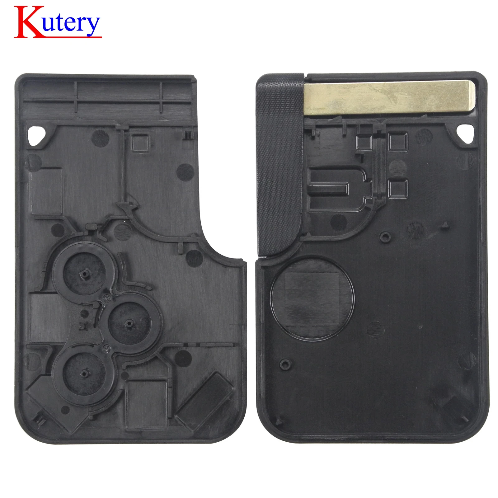 jingyuqin 3 Button Smart Card For Renault Clio Logan Megane 2 3 Koleos Scenic Card Case Black Car Key Fob Shell With Small Key