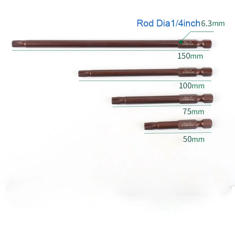 7PCS 50/75/100/150MM Magnetic Torx Screwdriver Bits T10 T15 T20 T25 T27 T30 T40 Impact Screwdriver for Pocket Hole Jig