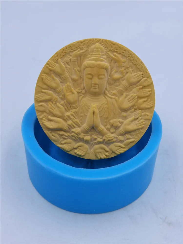 Thousand Hands Buddha Soap Mold Candle Wax Melt Silicone Molds Decorated Gypsum Resin Craft Mould Chocolate Cake Baking Tools